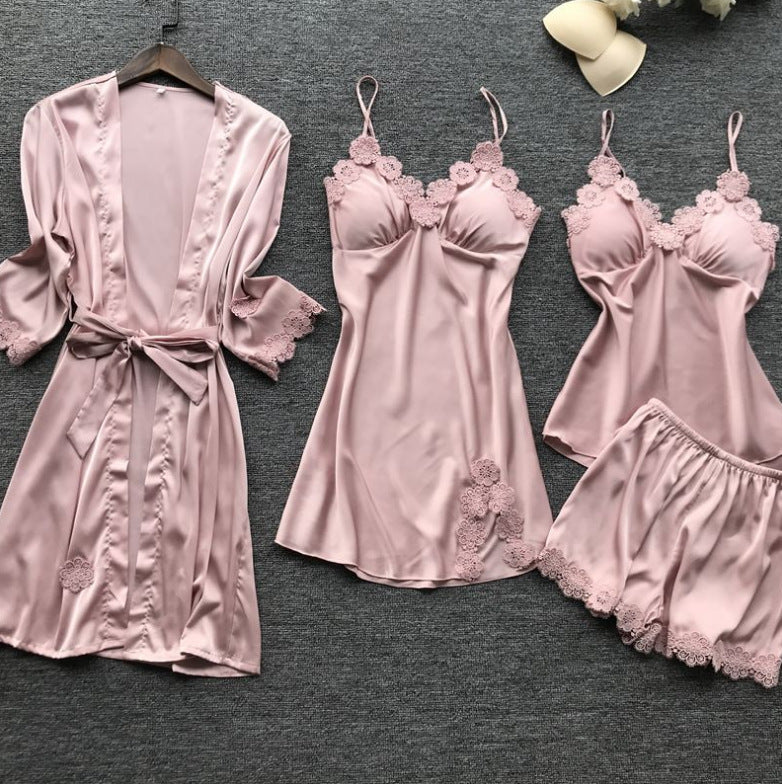 4 Pieces Pajamas Set: Night Gown, Long Dress, Short Dress and Pants