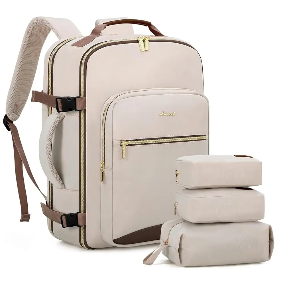 TSA Flight Approved Carry on Backpack Waterproof Luggage With 3 Packing Cubes