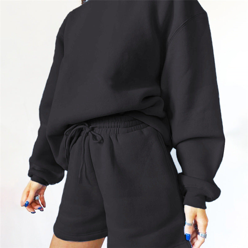 Long-Sleeved Loungewear Fleece Thicker Loose Jogger Set