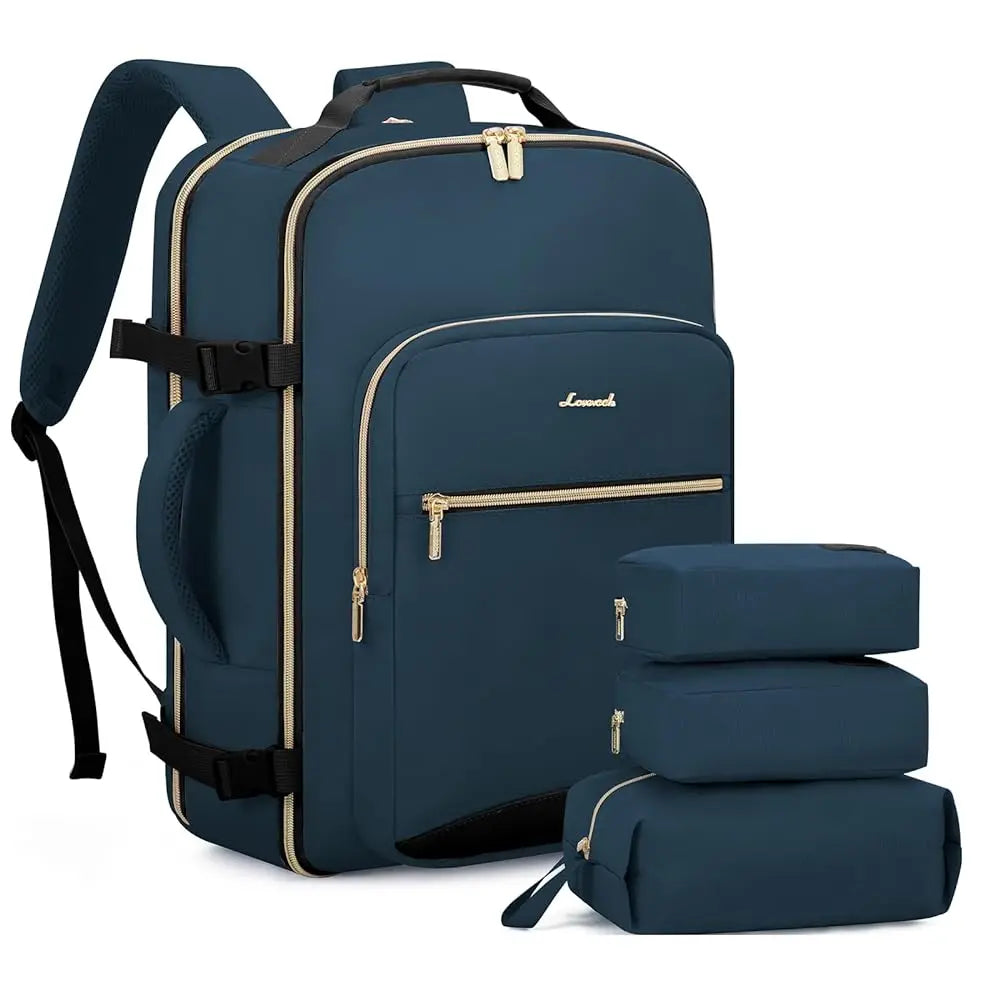 TSA Flight Approved Carry on Backpack Waterproof Luggage With 3 Packing Cubes