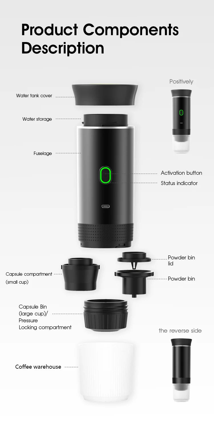Portable Electric Travel Espresso Machine Coffee Maker With Travel bag