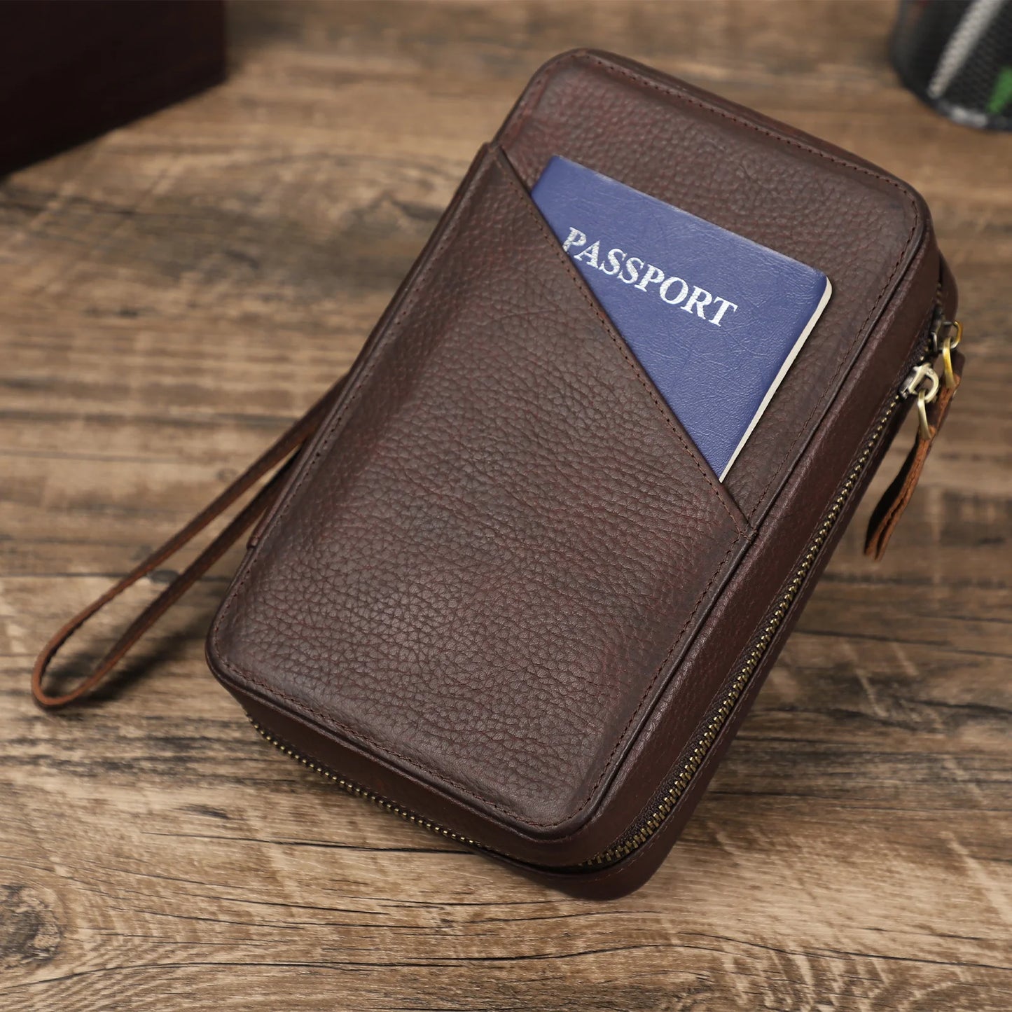 Genuine Leather Travel Case Cable and Charger Travel Organizer
