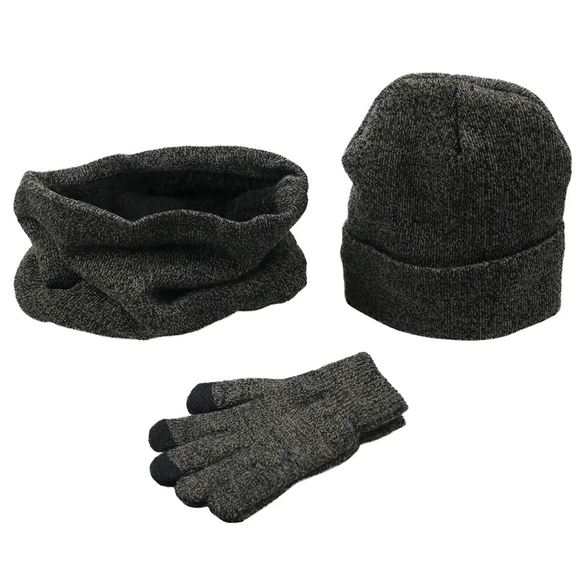 Women Winter 3 Pieces/Set Hat Beanie Scarf Glove