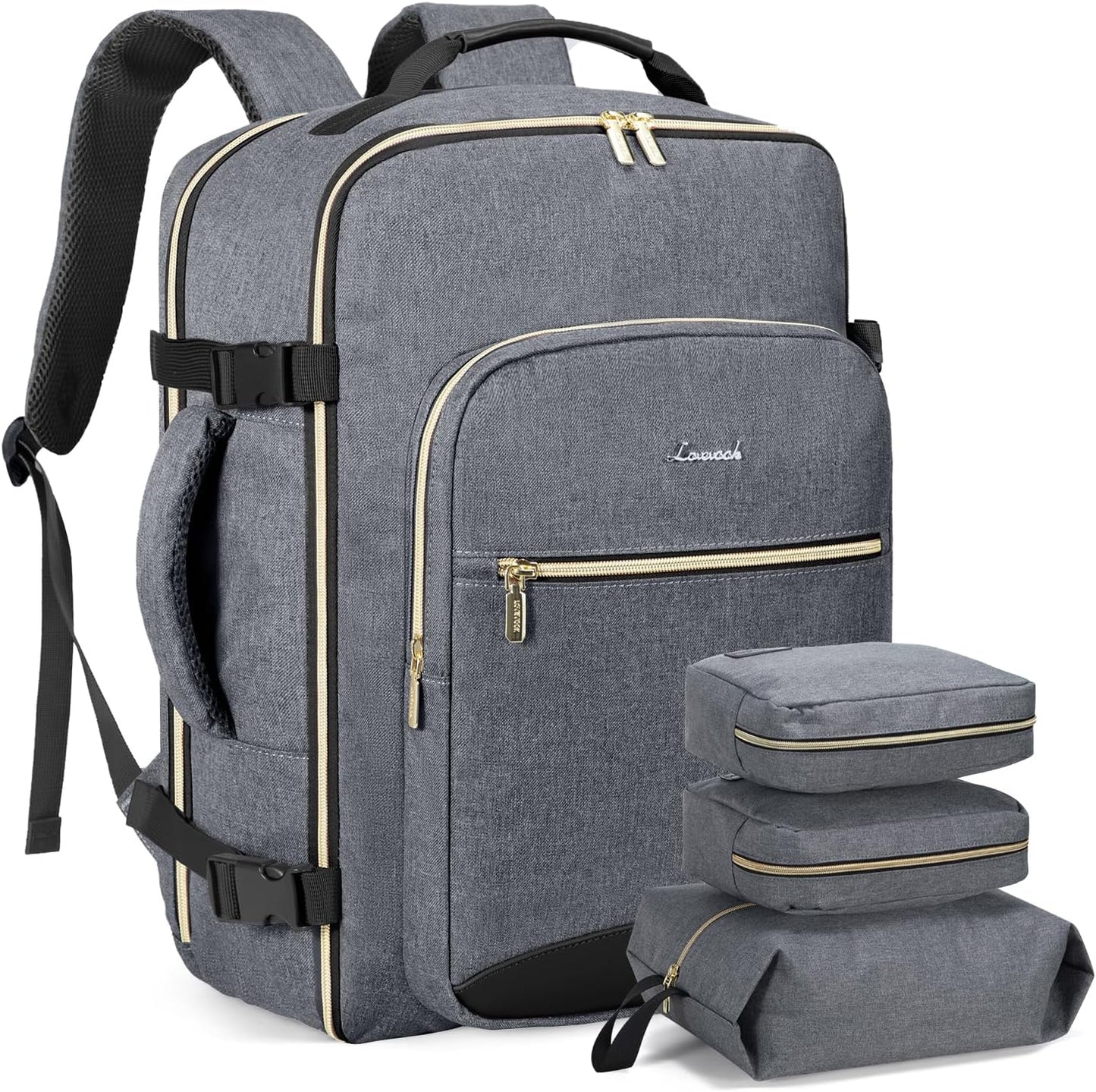 TSA Flight Approved Carry on Backpack Waterproof Luggage With 3 Packing Cubes
