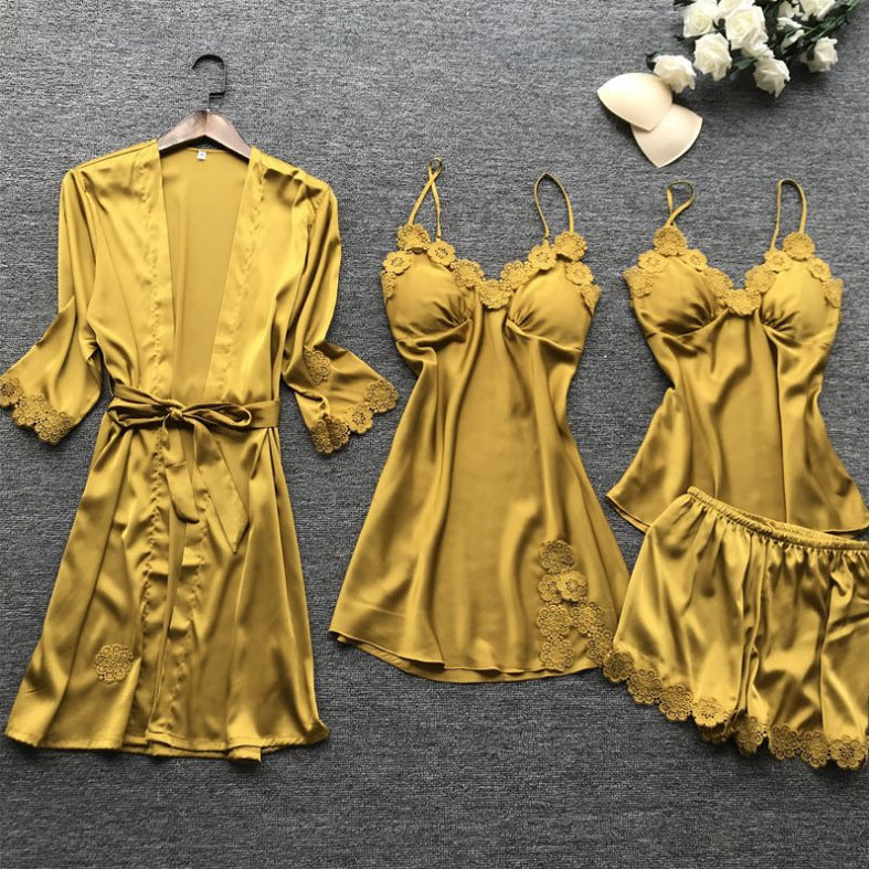 4 Pieces Pajamas Set: Night Gown, Long Dress, Short Dress and Pants