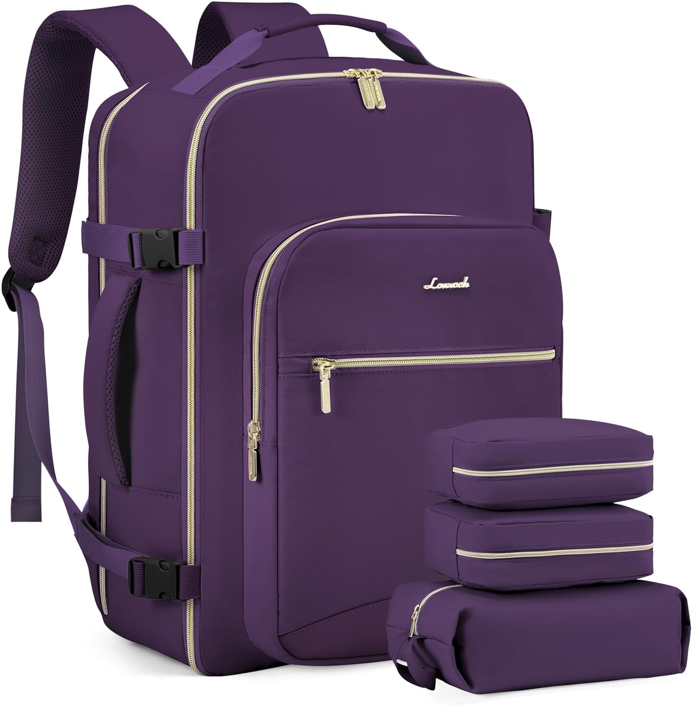 TSA Flight Approved Carry on Backpack Waterproof Luggage With 3 Packing Cubes