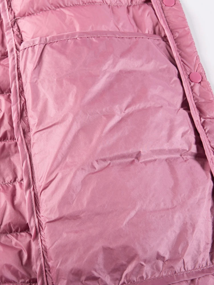 Women Ultra Light Windproof Sleeveless Long Puffer Outerwear Jackets