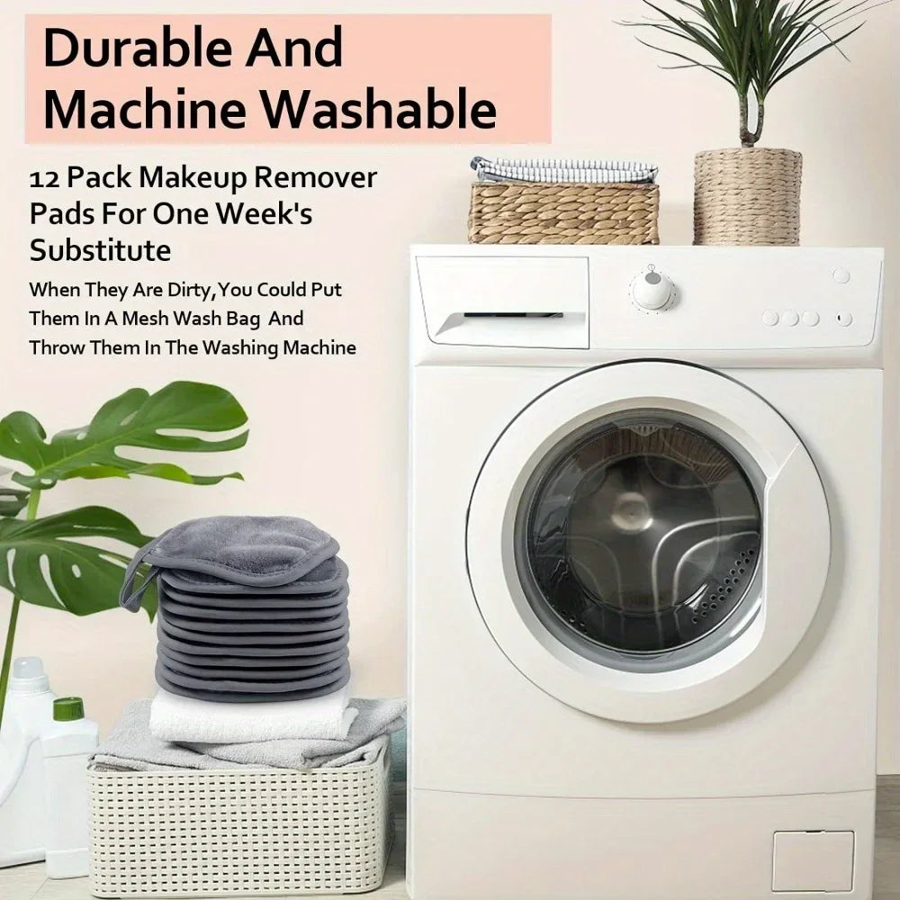 12PCS Microfiber Makeup Remover Small Reusable Cotton Pads