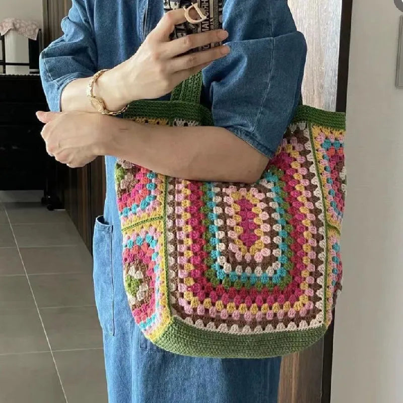 Bohemian Crochet Women Shoulder Bags Large Capacity Tote Bag