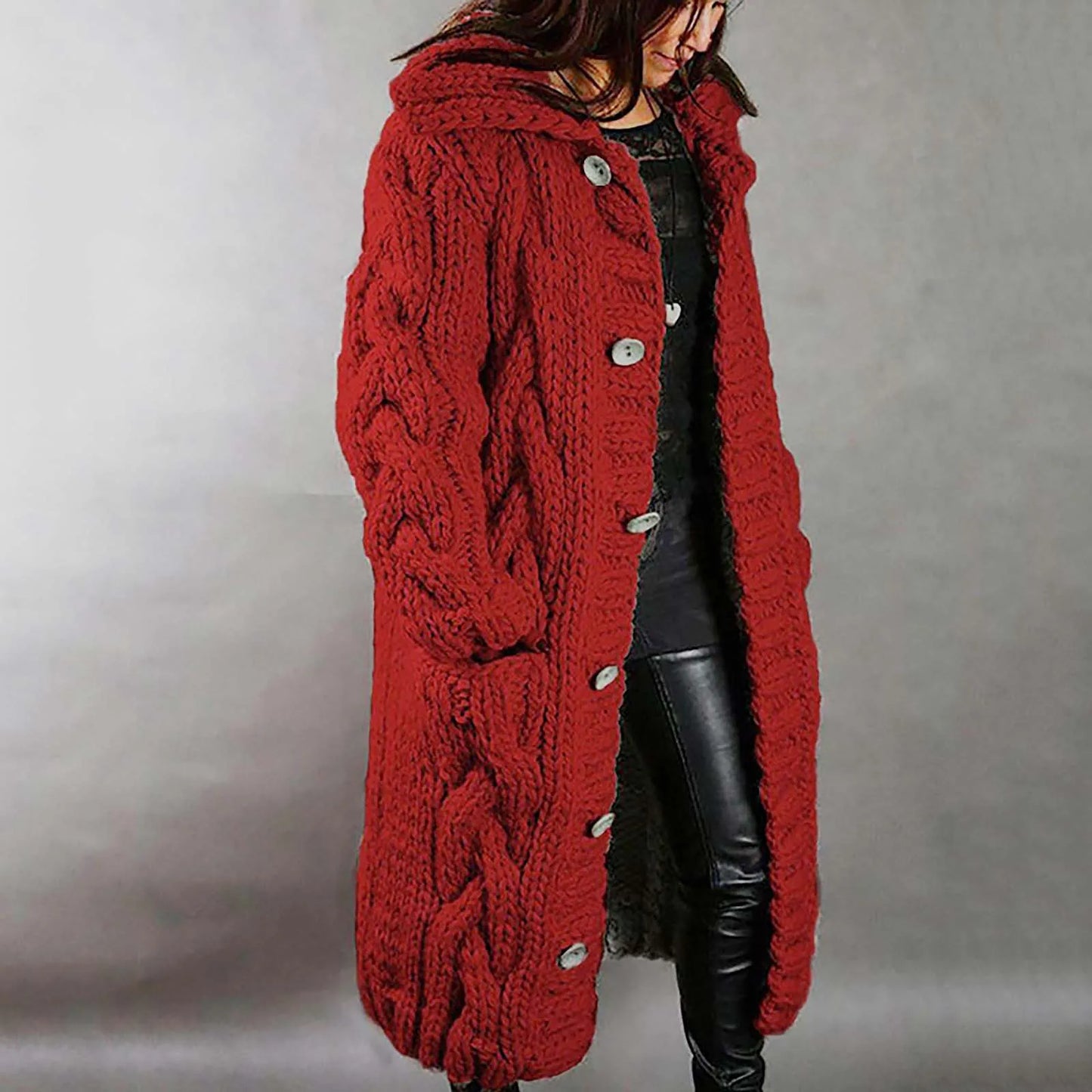 Womens Single Cardigan Sweater Coat With Pocket