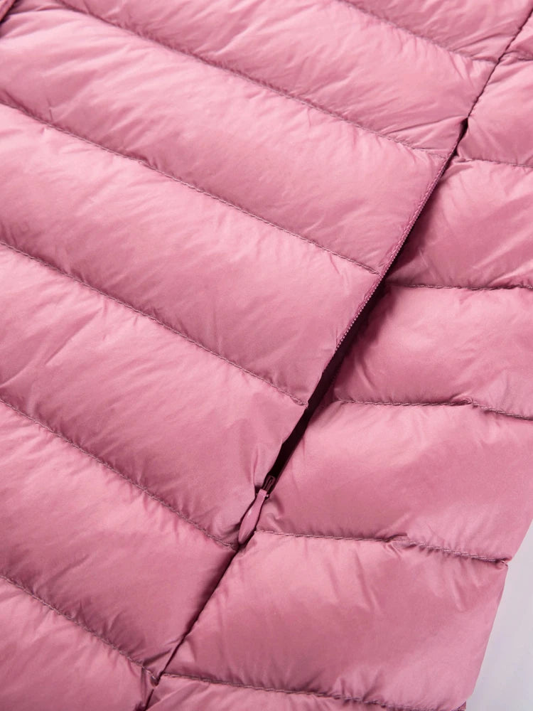 Women Ultra Light Windproof Sleeveless Long Puffer Outerwear Jackets