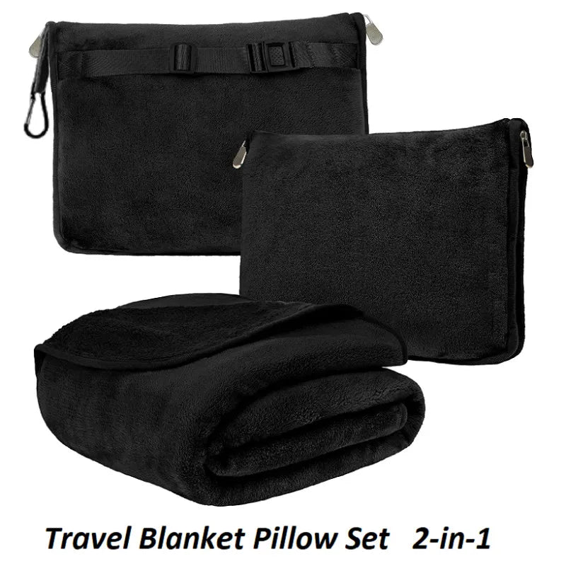 Travel Blanket soft Fleece 2-In-1 Compact Combo Blanket