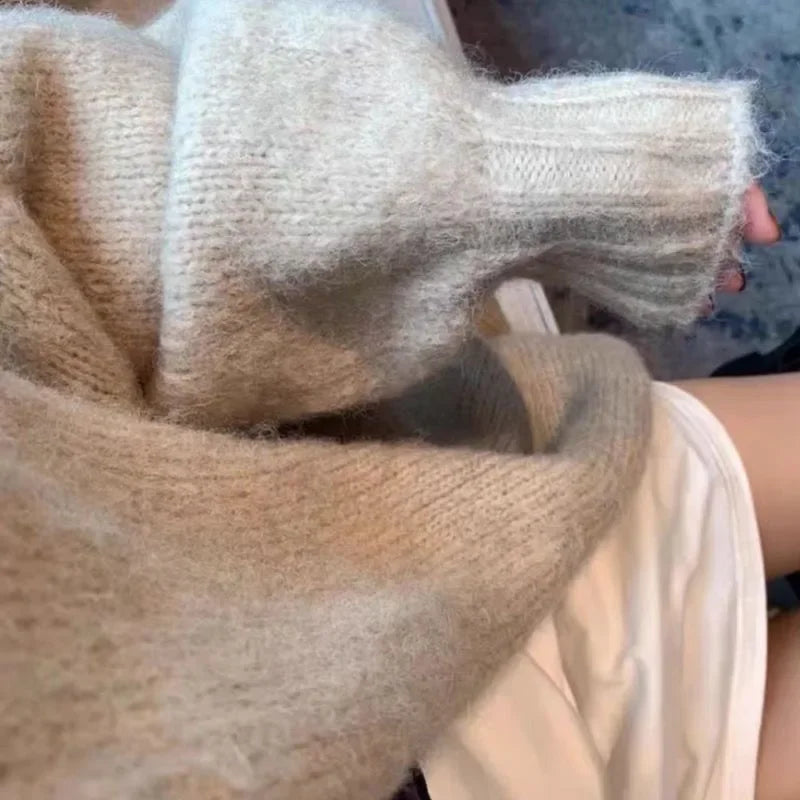 Thicken Warm Women Cardigan Sweater Soft Loose Knitted Coat