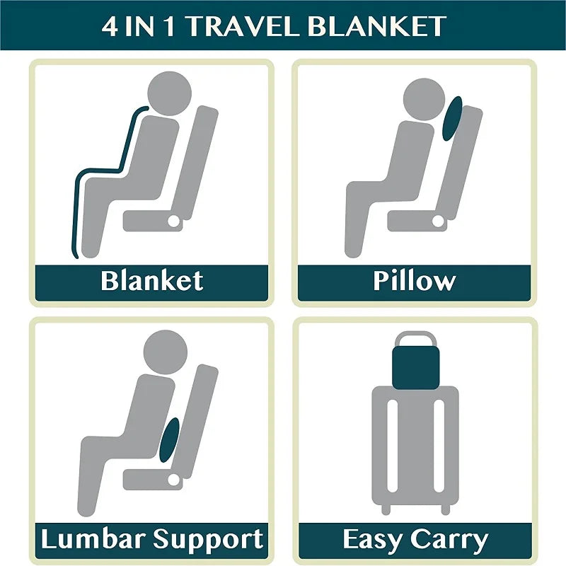 Travel Blanket soft Fleece 2-In-1 Compact Combo Blanket