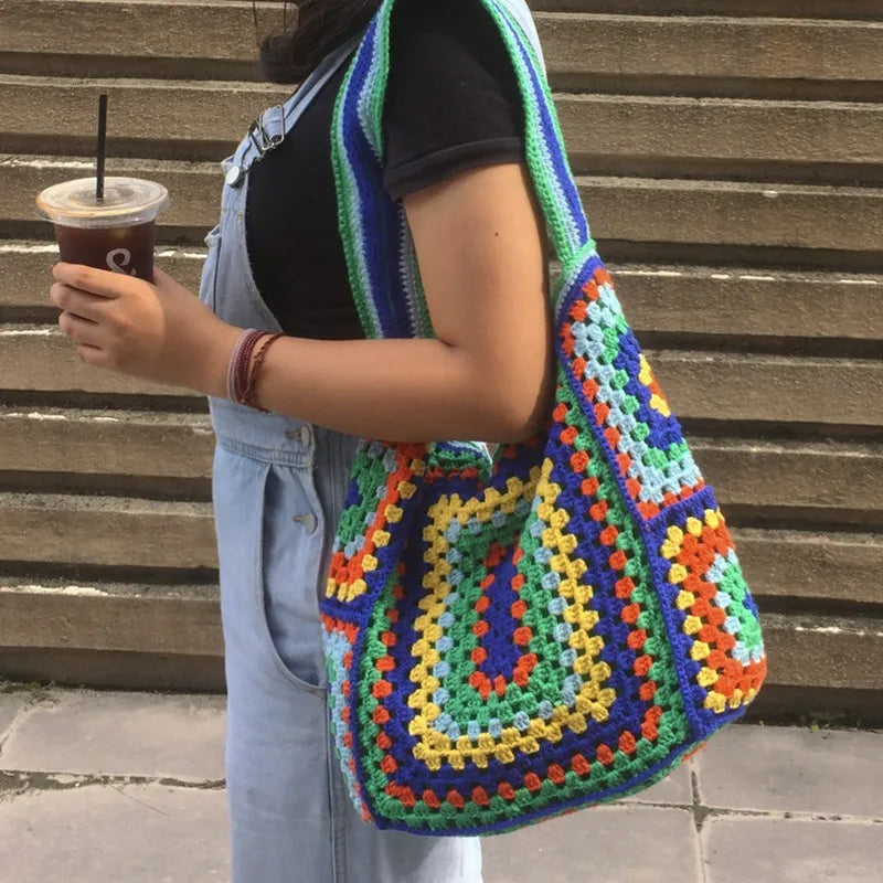 Bohemian Crochet Women Shoulder Bags Large Capacity Tote Bag