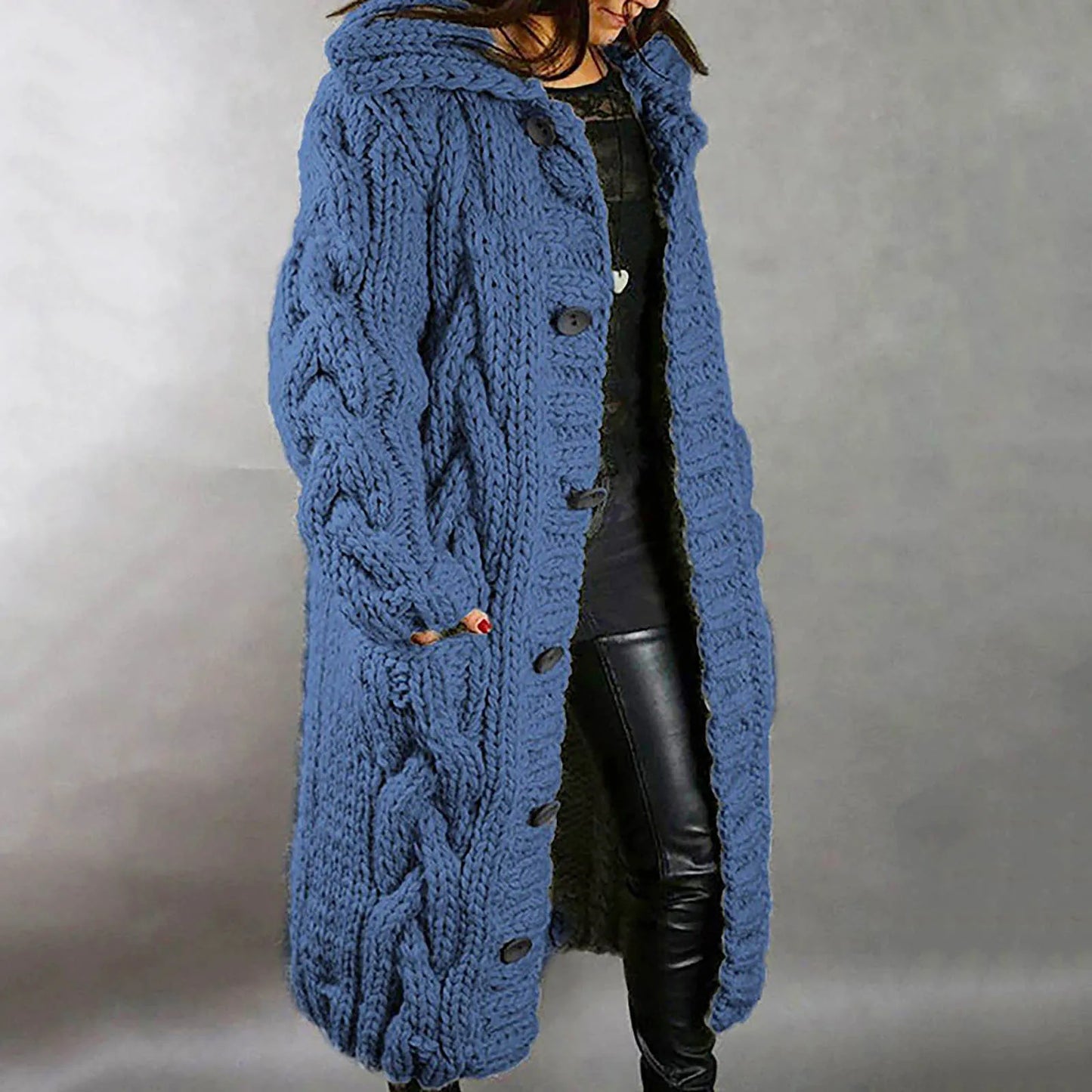 Womens Single Cardigan Sweater Coat With Pocket
