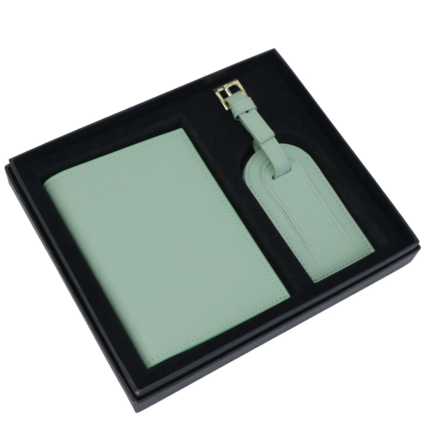 Gift Set Passport Holder Cow Pebble Leather Luggage Tag Passport Cover