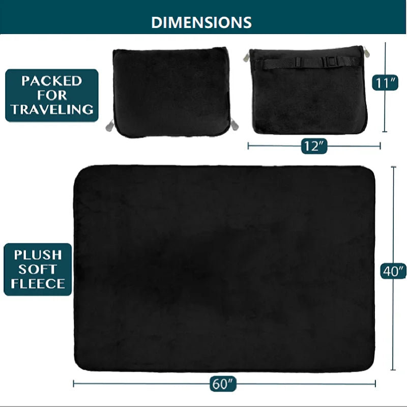 Travel Blanket soft Fleece 2-In-1 Compact Combo Blanket