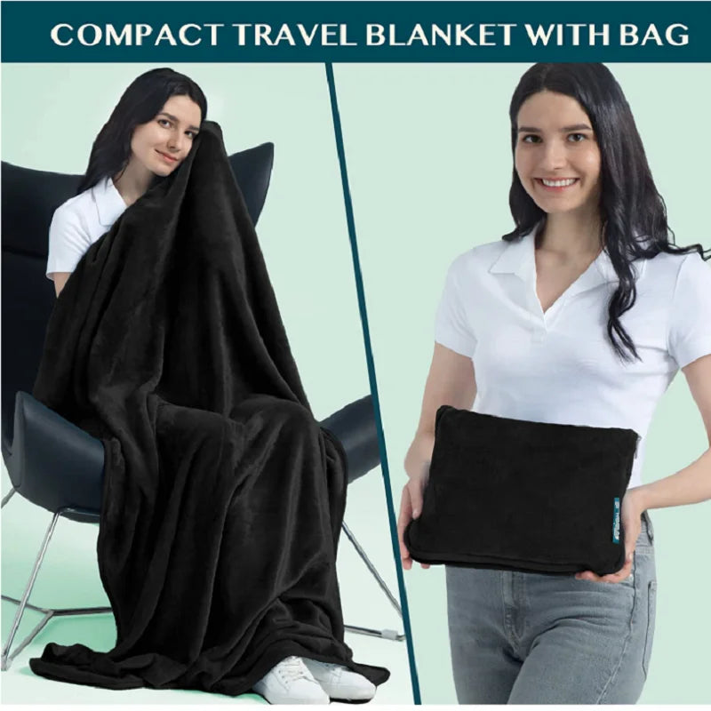 Travel Blanket soft Fleece 2-In-1 Compact Combo Blanket