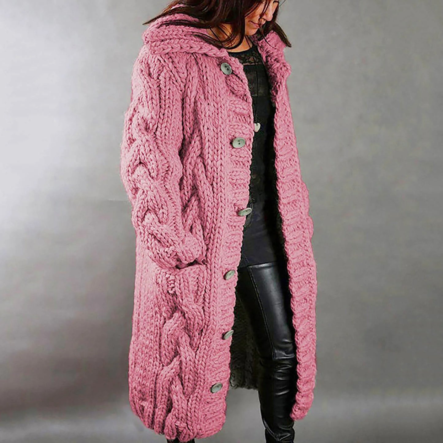 Womens Single Cardigan Sweater Coat With Pocket