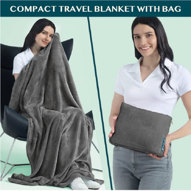 Airplane Blanket with Soft Pillowcase Travel Essentials
