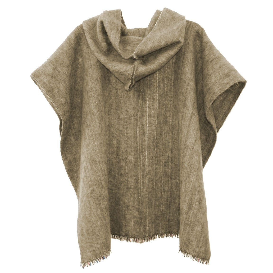 Alpaca Wool Poncho With Hood in Camel