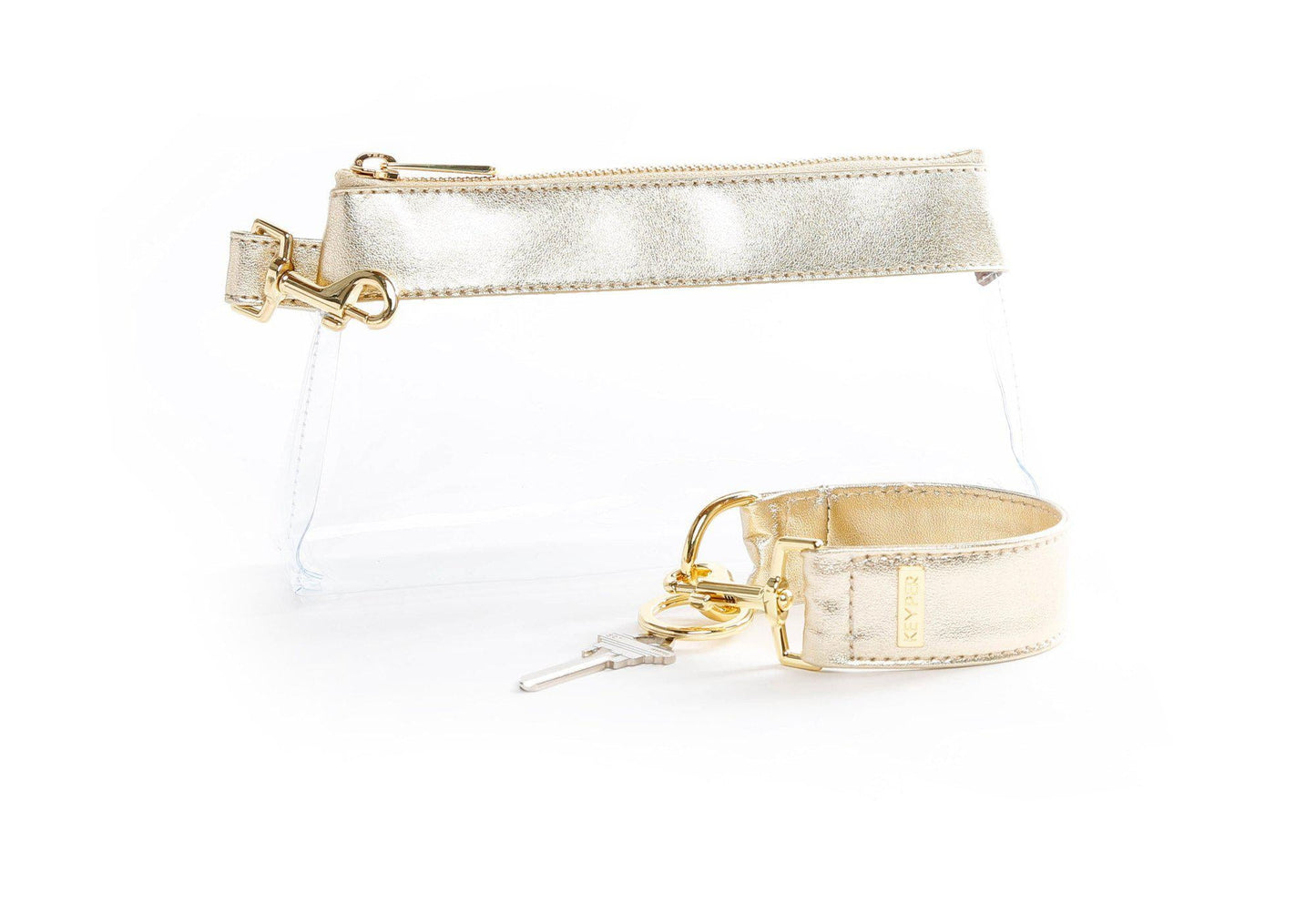 Rich Gold CLEAR Bag  -Leather Trim