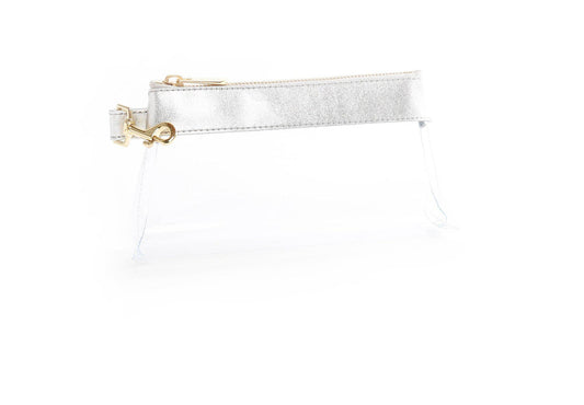 Stunning Silver CLEAR Bag  -Leather Trim